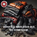 pile of motorcycle clothing, and chains