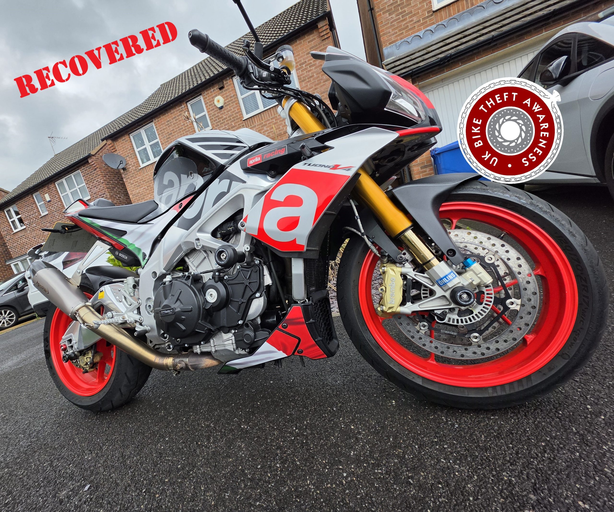 RECOVERED – NOTTINGHAM – 20/06/26 – APRILLIA TUONO V4 1100 FACTORY – REG: AF66 WVZ – VIN: 2DFTYH009GS002062 – CRIME REF: CR26000361534