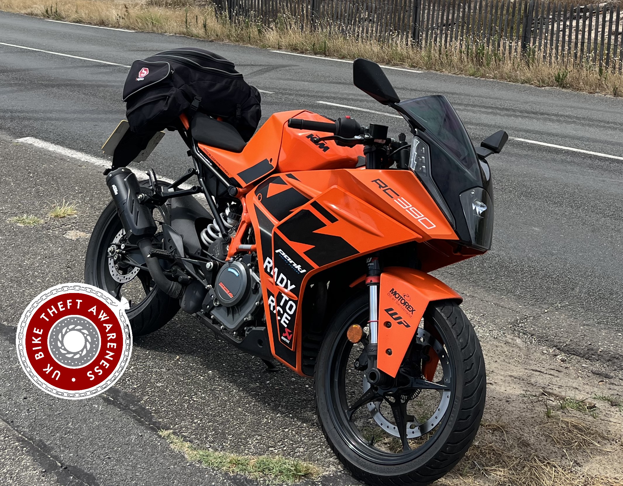 STOLEN – READING – 17/08/26 – KTM 390GP – REG: VK74 FMP – ENG:P93814856 – VIN:VBKJYJ40XPC226874 – CRIME REF:43260426465